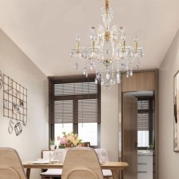 Lampadario a sospensione in cristallo stile europeo 6/8 luci E12/E14 60x65 cm