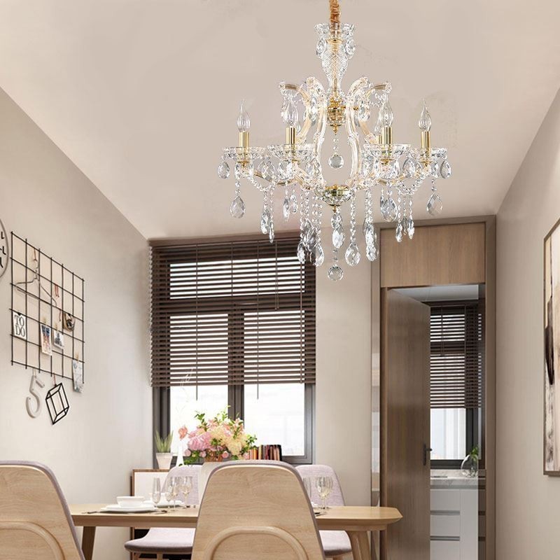 Lampadario a sospensione in cristallo stile europeo 6/8 luci E12/E14 60x65 cm