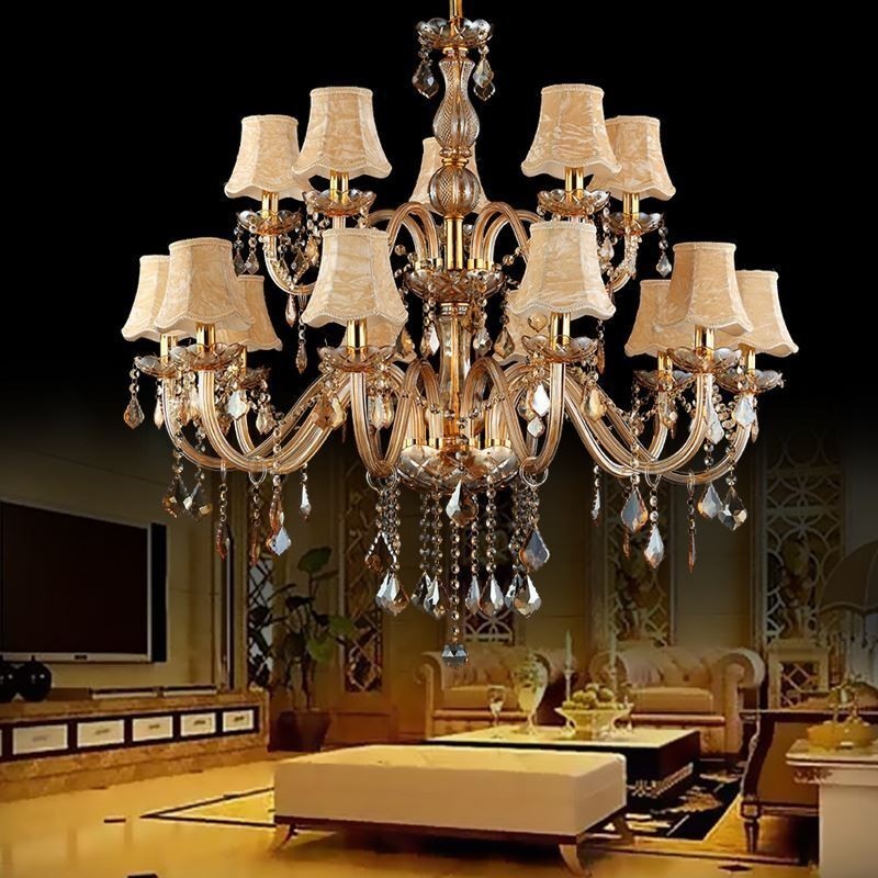Lampadario di cristallo di lusso europeo ambra