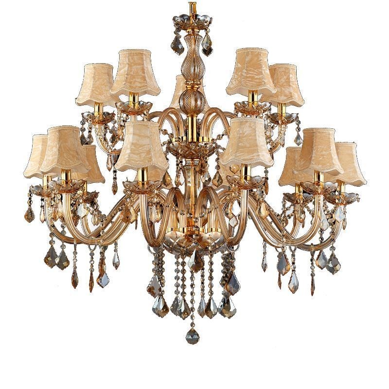 Lampadario di cristallo di lusso europeo ambra