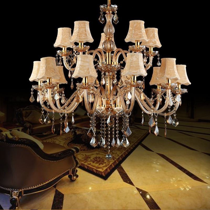 Lampadario di cristallo di lusso europeo ambra