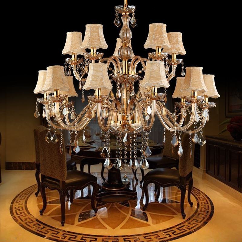 Lampadario di cristallo di lusso europeo ambra