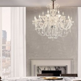 Grande lampadario europeo in cristallo bianco