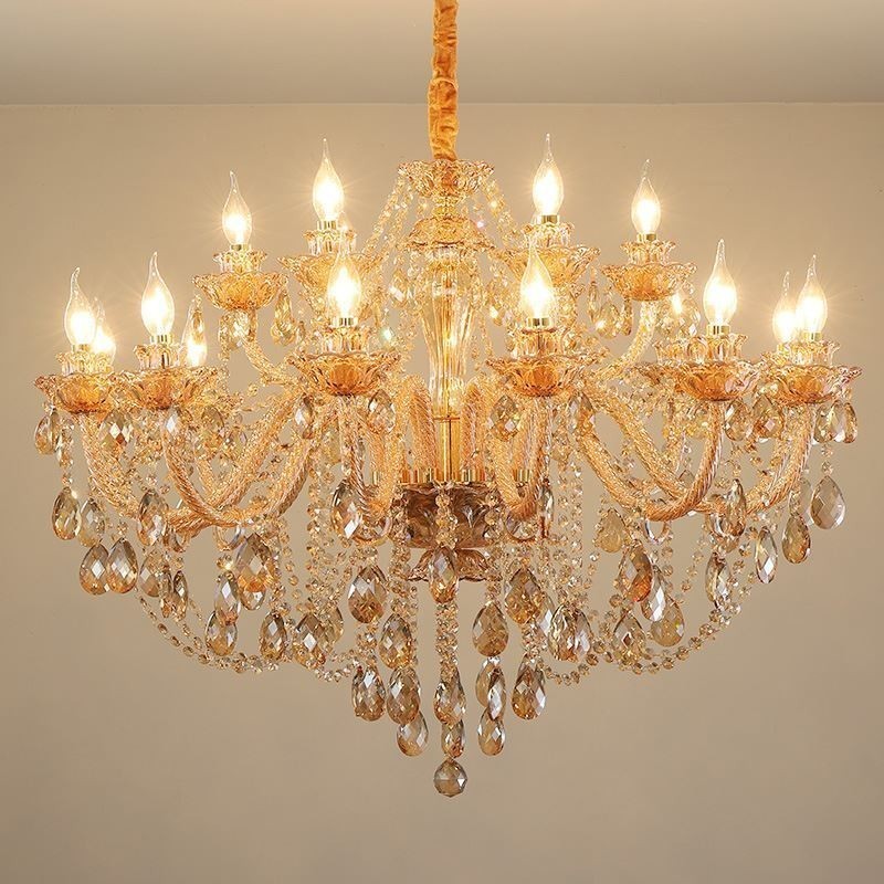 Lampadario di cristallo europeo Cognac a sospensione