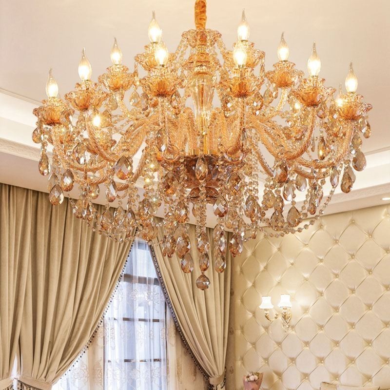 Lampadario di cristallo europeo Cognac a sospensione