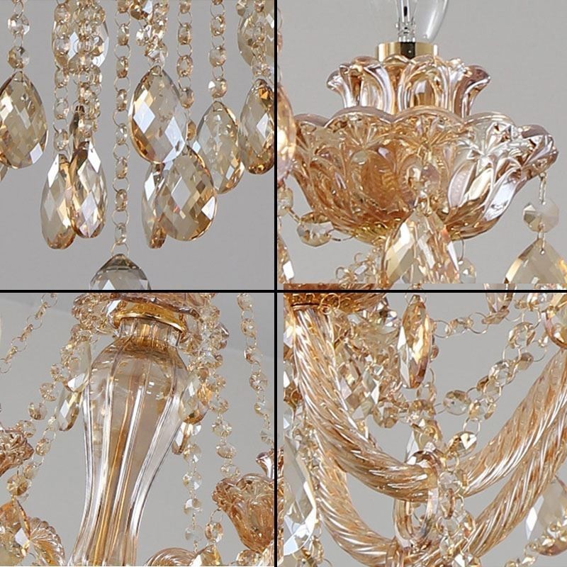 Lampadario di cristallo europeo Cognac a sospensione