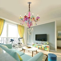 Lampadario da soffitto in cristallo colorato stile europeo