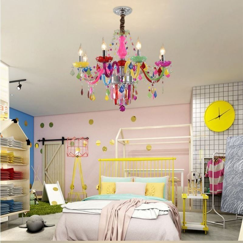 Lampadario da soffitto in cristallo colorato stile europeo