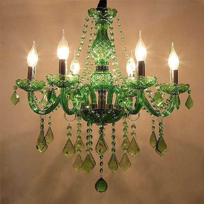 Lampadario a sospensione in cristallo stile europeo verde erba