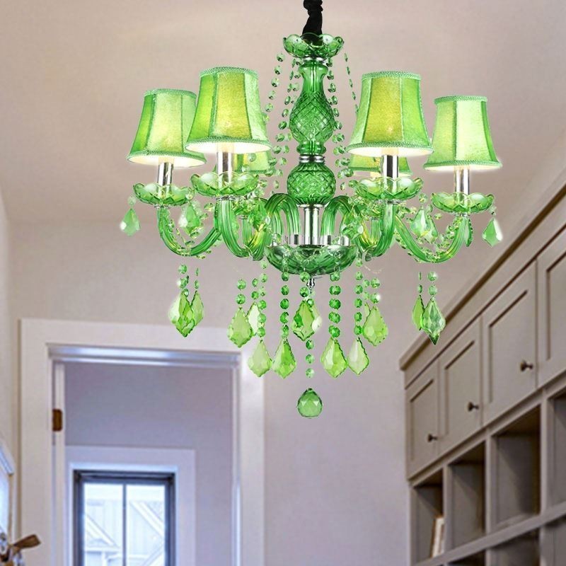 Lampadario a sospensione in cristallo stile europeo verde erba