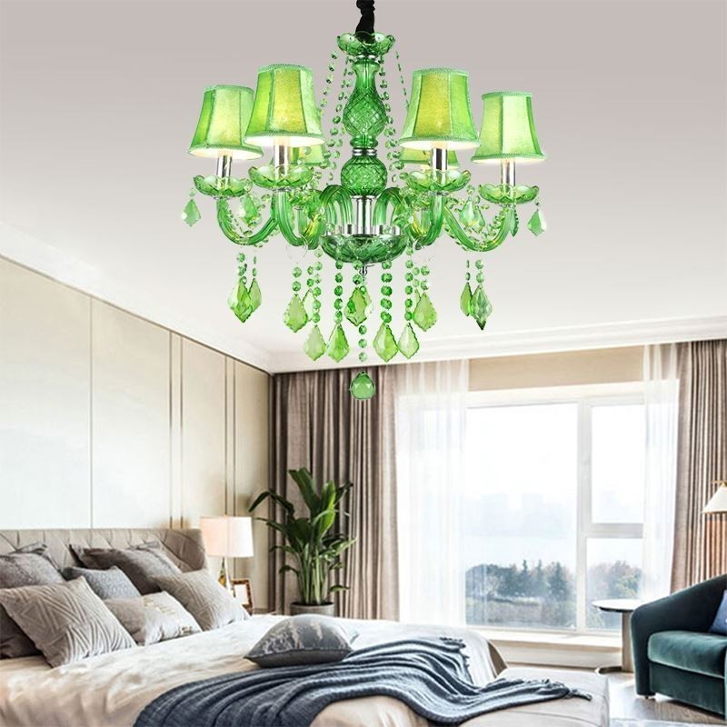 Lampadario a sospensione in cristallo stile europeo verde erba