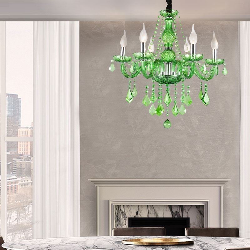 Lampadario a sospensione in cristallo stile europeo verde erba