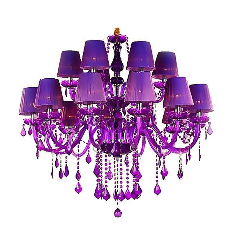 Lampadario a sospensione in cristallo stile europeo viola
