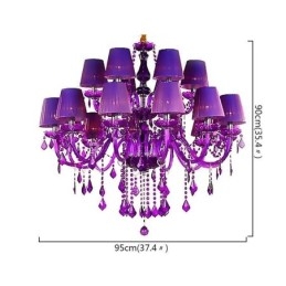 Lampadario a sospensione in cristallo stile europeo viola