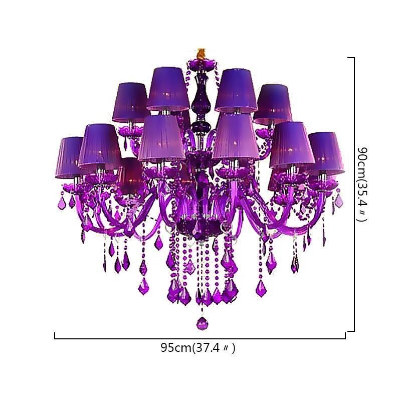 Lampadario a sospensione in cristallo stile europeo viola