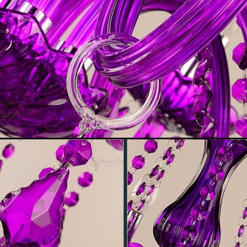 Lampadario a sospensione in cristallo stile europeo viola