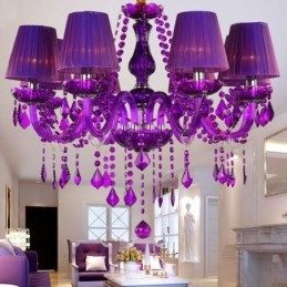 Lampadario a sospensione in cristallo stile europeo viola