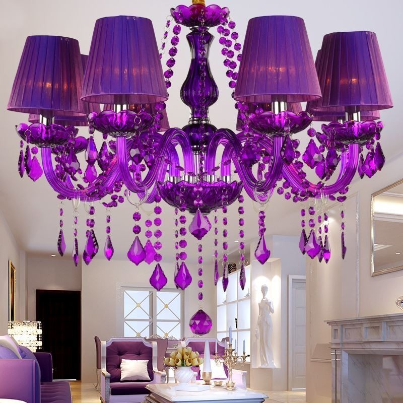 Lampadario a sospensione in cristallo stile europeo viola