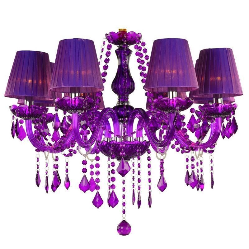 Lampadario a sospensione in cristallo stile europeo viola