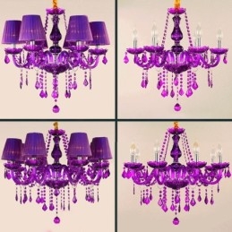 Lampadario a sospensione in cristallo stile europeo viola