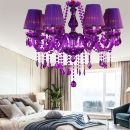Lampadario a sospensione in cristallo stile europeo viola