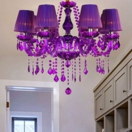 Lampadario a sospensione in cristallo stile europeo viola