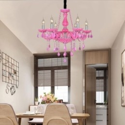 Lampadario a sospensione in cristallo stile europeo rosa romantico E12/E14 6-12 luci