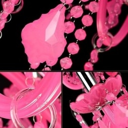 Lampadario a sospensione in cristallo stile europeo rosa romantico E12/E14 6-12 luci