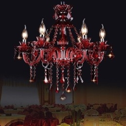 Lampadario a sospensione in cristallo rosso stile europeo