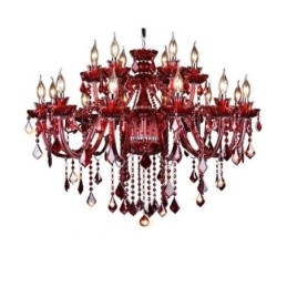 Lampadario a sospensione in cristallo rosso stile europeo