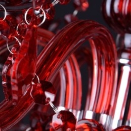 Lampadario a sospensione in cristallo rosso stile europeo