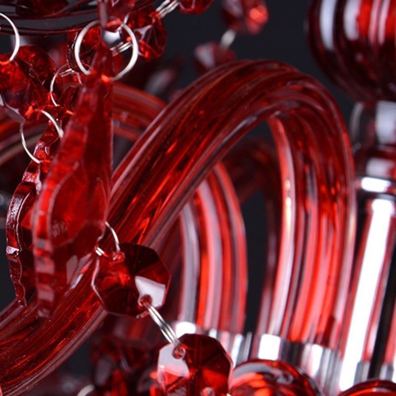 Lampadario a sospensione in cristallo rosso stile europeo