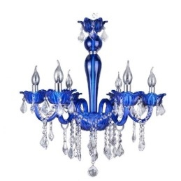 Lampadario a sospensione in cristallo blu stile europeo E12/E14 6/8/10 luci