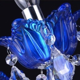 Lampadario a sospensione in cristallo blu stile europeo E12/E14 6/8/10 luci
