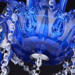 Lampadario a sospensione in cristallo blu stile europeo E12/E14 6/8/10 luci