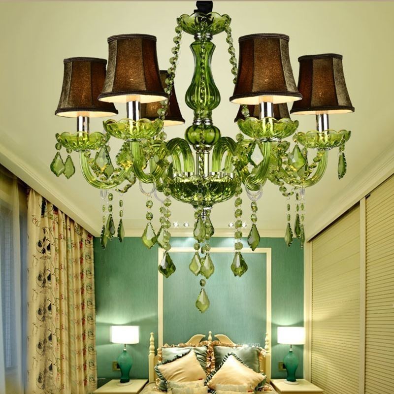 Lampadario a sospensione in cristallo stile europeo verde 6/8/10/12 luci E12/E14