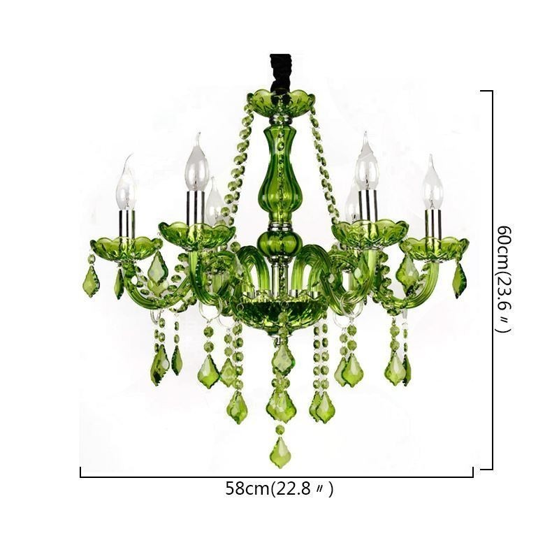 Lampadario a sospensione in cristallo stile europeo verde 6/8/10/12 luci E12/E14