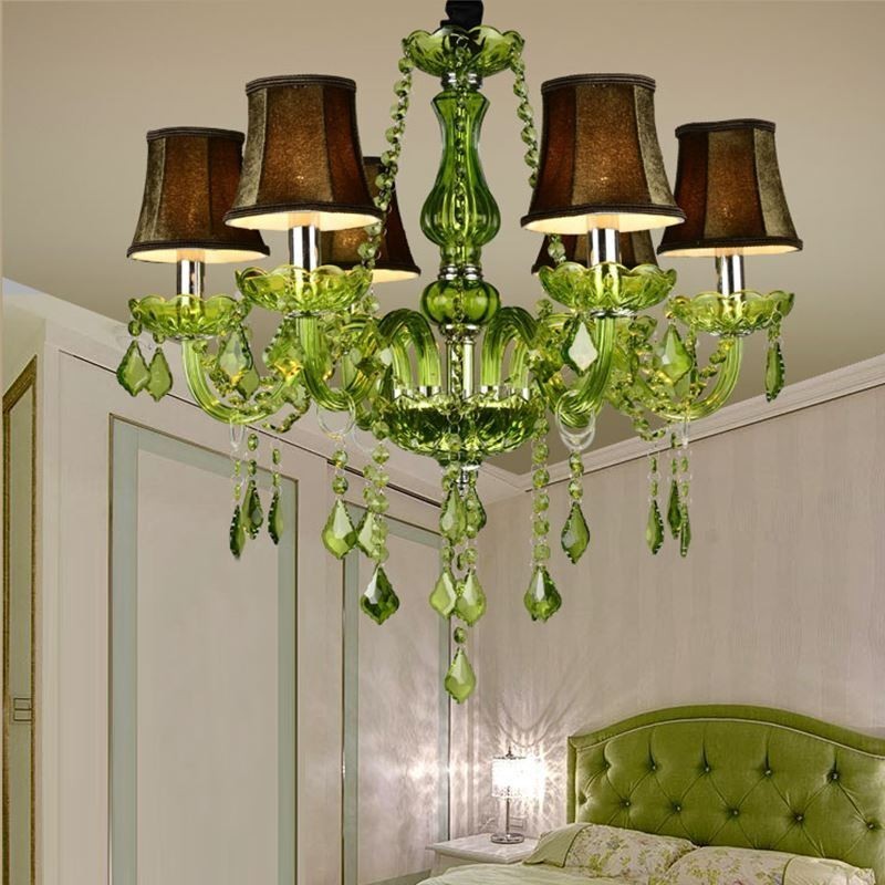 Lampadario a sospensione in cristallo stile europeo verde 6/8/10/12 luci E12/E14