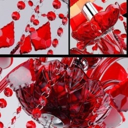 Lampadario europeo in cristallo rosso a sospensione