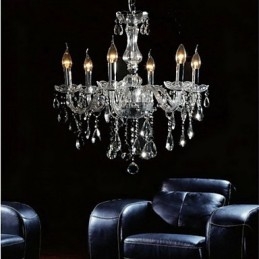 Lampadario in cristallo cromo, 6 luci, 58 x 55 cm