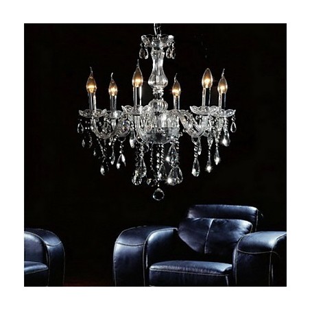 Lampadario in cristallo cromo, 6 luci, 58 x 55 cm