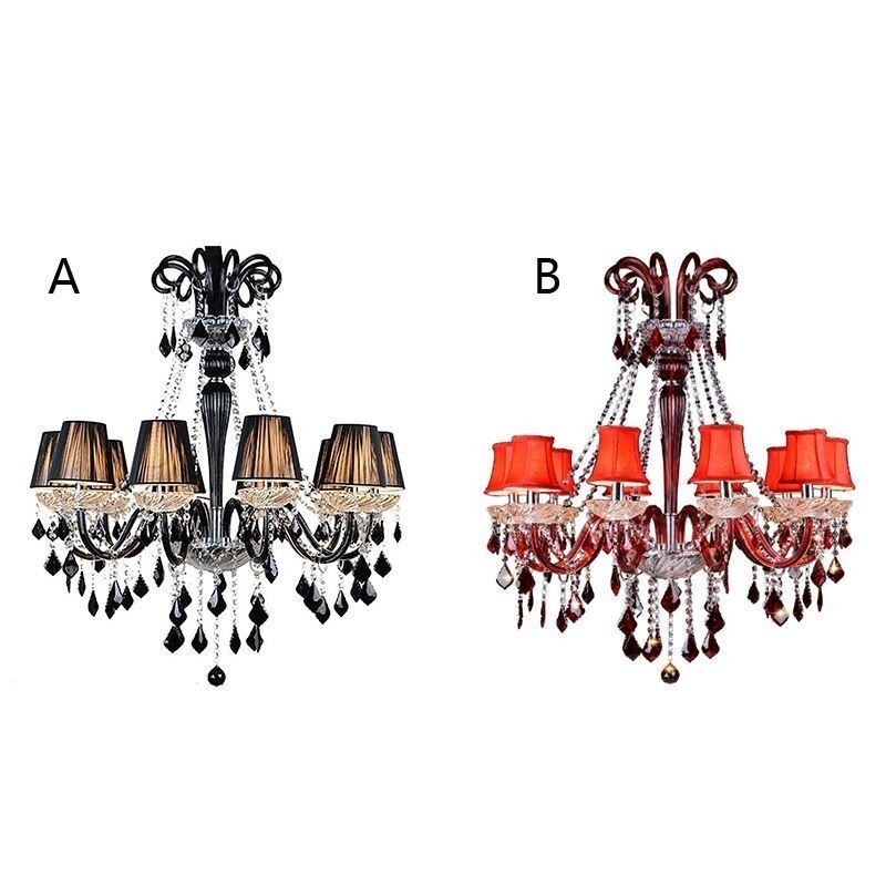 Lampadario sospensione in cristallo nero stile vintage europeo