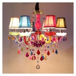 Grande lampadario in cristallo colorato stile europeo