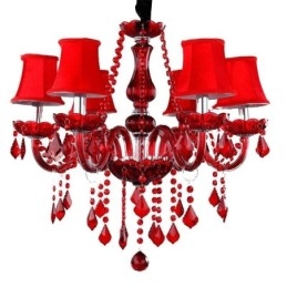 Lampadario a sospensione in cristallo rosso stile europeo