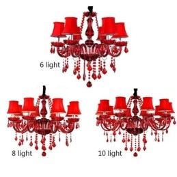Lampadario a sospensione in cristallo rosso stile europeo