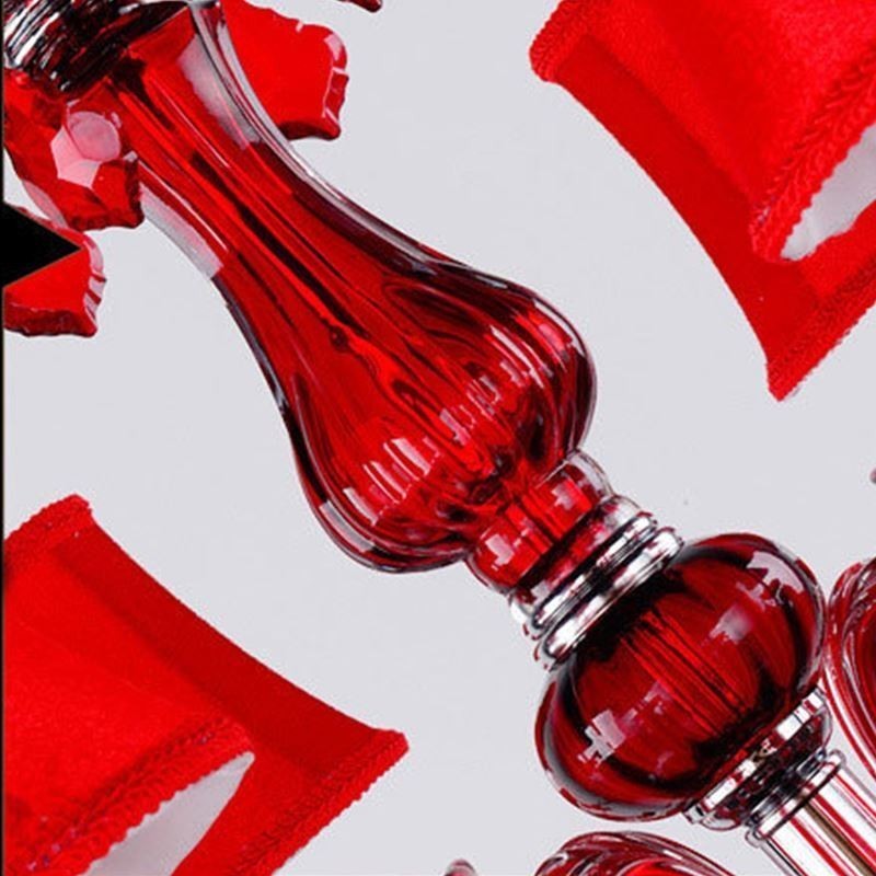 Lampadario a sospensione in cristallo rosso stile europeo
