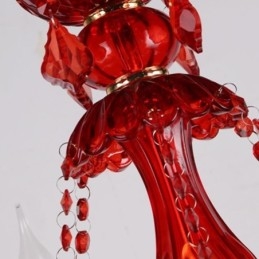 Lampadario a sospensione europeo in cristallo rosso