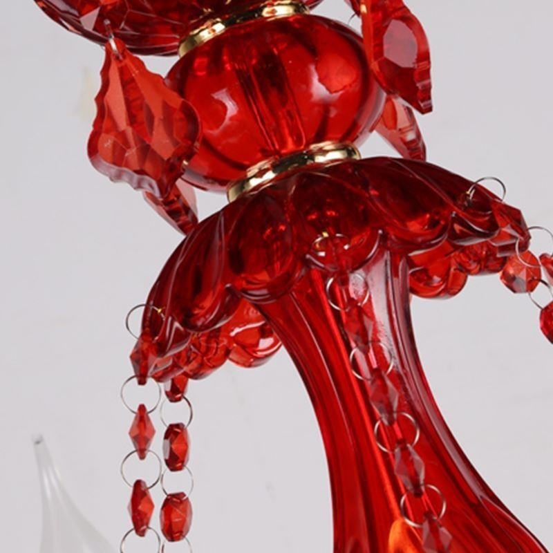 Lampadario a sospensione europeo in cristallo rosso
