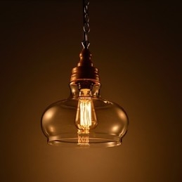 Lampada a sospensione moderna 1 luce in legno/bambù e vetro regolabile