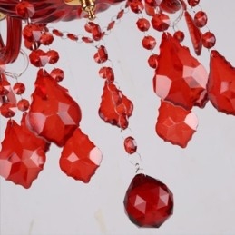 Lampadario a sospensione europeo in cristallo rosso